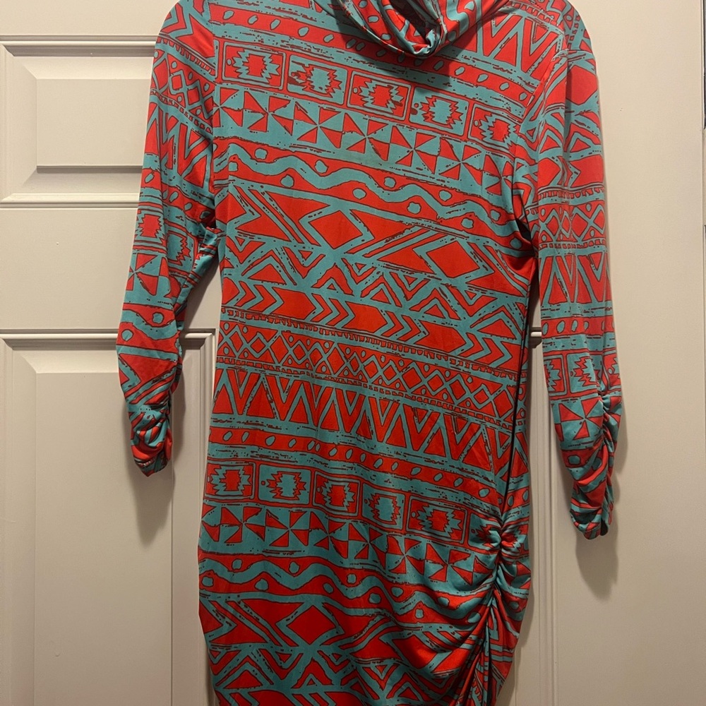 Tribal Print Orange and Blue Women's Dress/Tunic